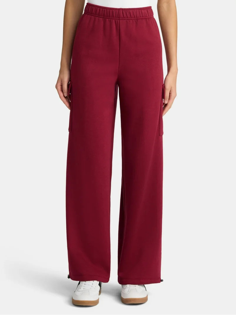 No Boundaries Soft Fleece Cargo Jogger Sweatpants, 29" Inseam, Women’s | Walmart (US)