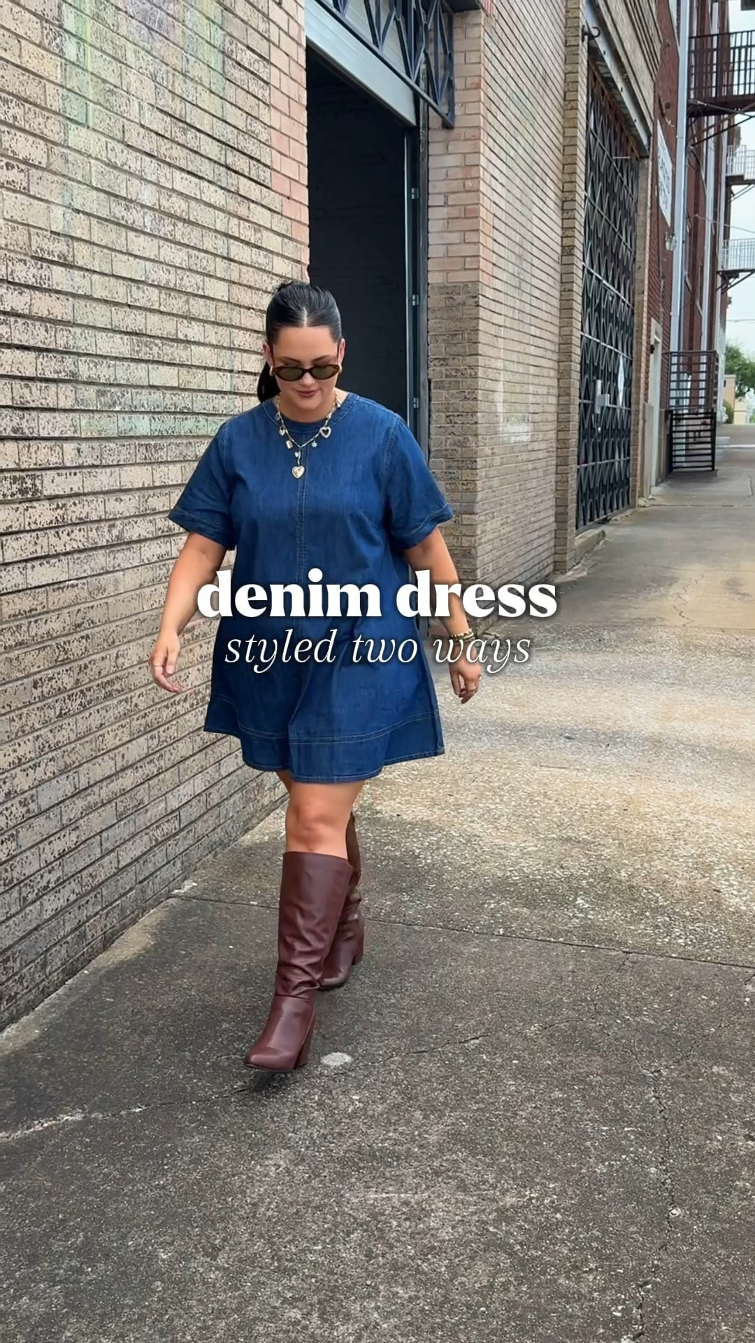 Dress is 50% off during Torrid’s LDW sale! Wearing size 0, goes up to 6X  Brown boots come in regular and extra wide calf (I’m wearing the extra wide) - black boots are shorter so work perfect for any calf size! 

#LTKMidsize #LTKSaleAlert #LTKStyleTip