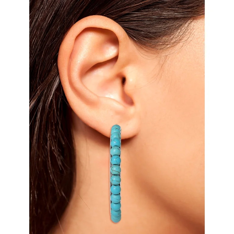 Jessica Simpson Faux Turquoise Half Hoop Earrings | Walmart (US)