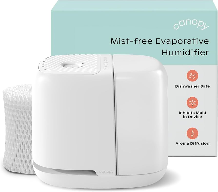 Canopy Bedside Humidifier 2.0, White, 36 HR Run Time, 2.5L Capacity - Reading Light & White Noise... | Amazon (US)