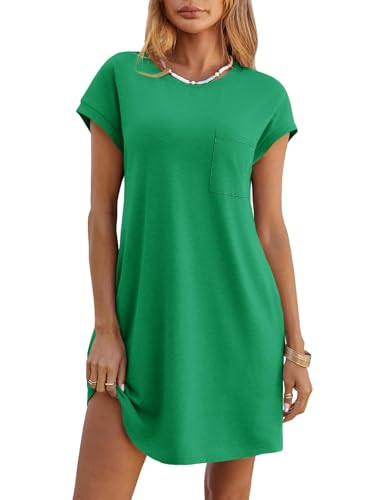 Wenrine Womens Summer T Shirt Dress Casual Short Sleeve Crewneck Loose Flowy Mini Dresses with Po... | Amazon (US)