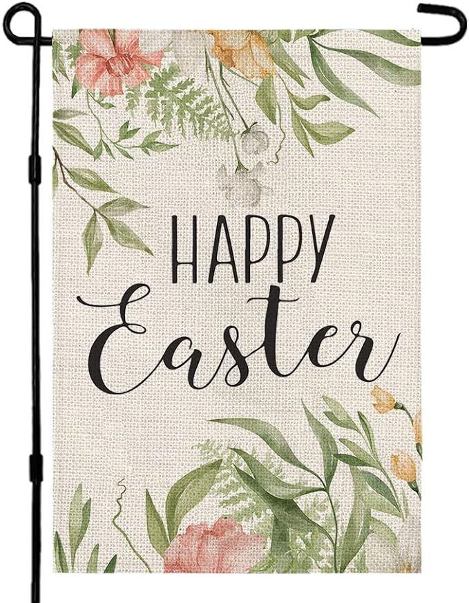 Crowned Beauty Happy Easter Garden Flag Floral 12×18 Inch Double Sided Outside Vertical Holiday ... | Amazon (US)