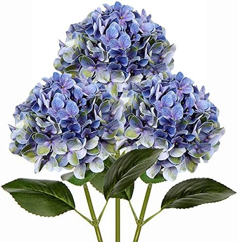 Faux Hydrangea Large Artificial Purple Hydrangea Flowers 24.8" Real Touch Hydrangea Flowers Lifelike | Amazon (US)