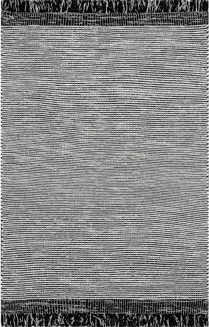 nuLOOM Pinto Striped Wool Area Rug, 6' x 9', Black | Amazon (US)