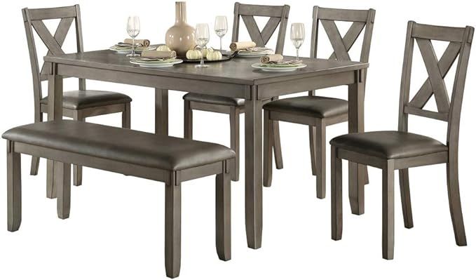 Homelegance 6-Piece Pack Dinette Set, Gray | Amazon (US)