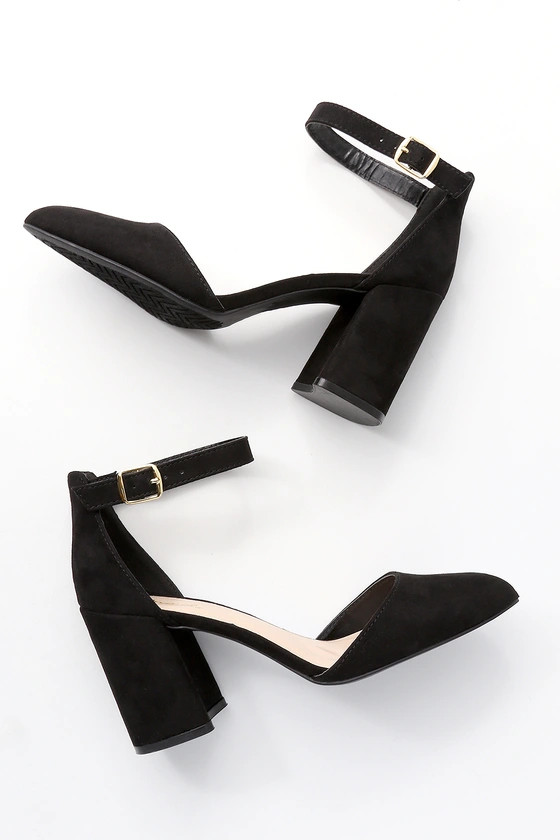 Ellarose Black Suede Ankle Strap Heels | Lulus