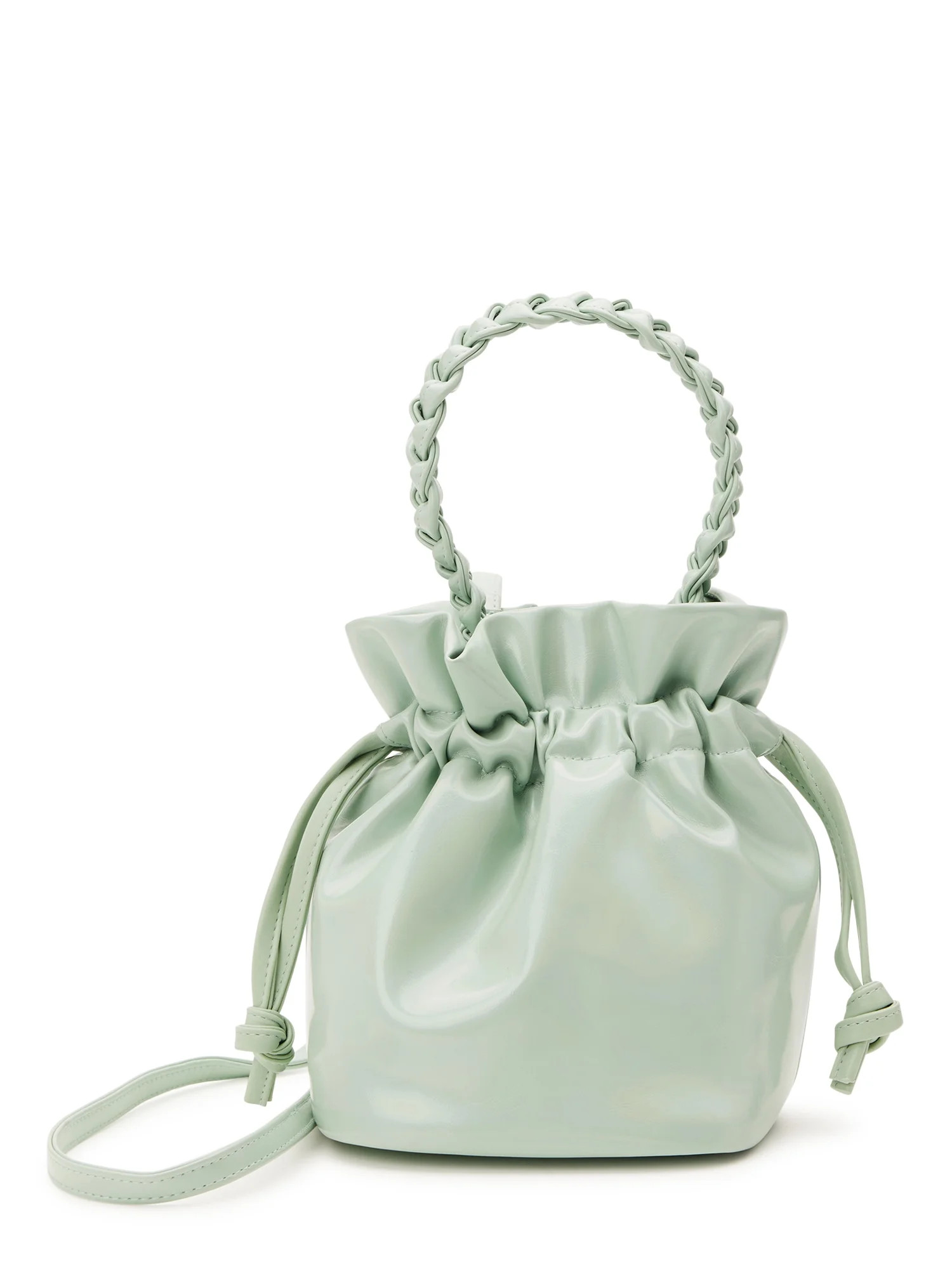 No Boundaries Women's Bucket Crossbody Handbag, Pearlized Mint | Walmart (US)
