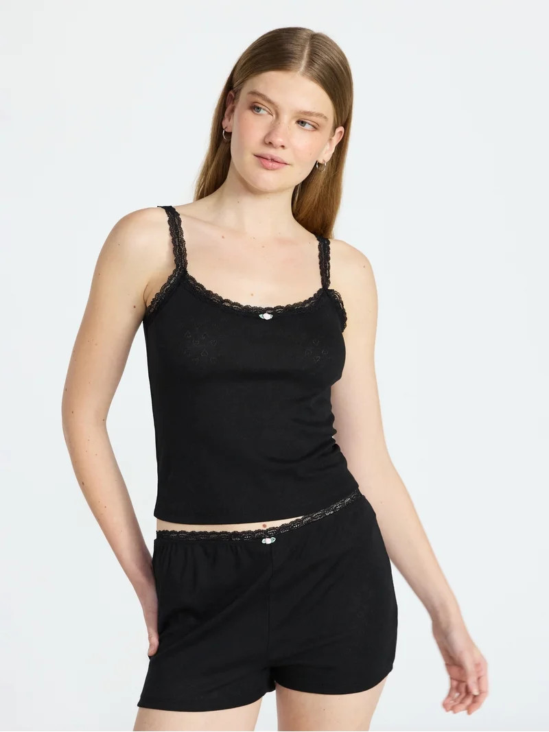 No Boundaries Sleep Pointelle Cami and Shorts Set, 2-Piece, Women’s XXS-3X | Walmart (US)