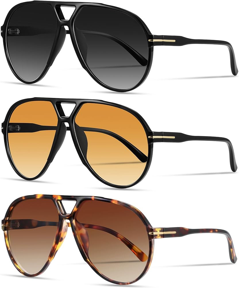 Oversized Retro Aviator Sunglasses for Women Men Classic 70s Trendy Vintage Style Large Frame Sun... | Amazon (US)