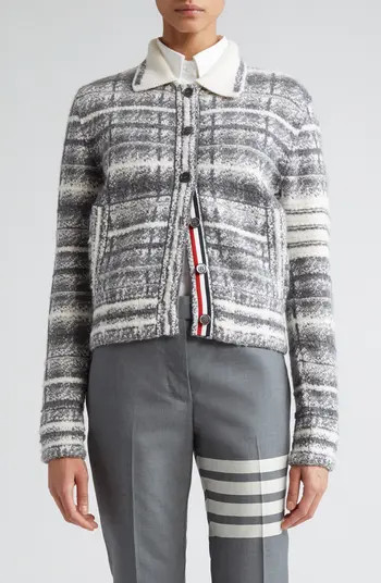4-Bar Tartan Wool & Mohair Blend Knit Bomber Jacket | Nordstrom