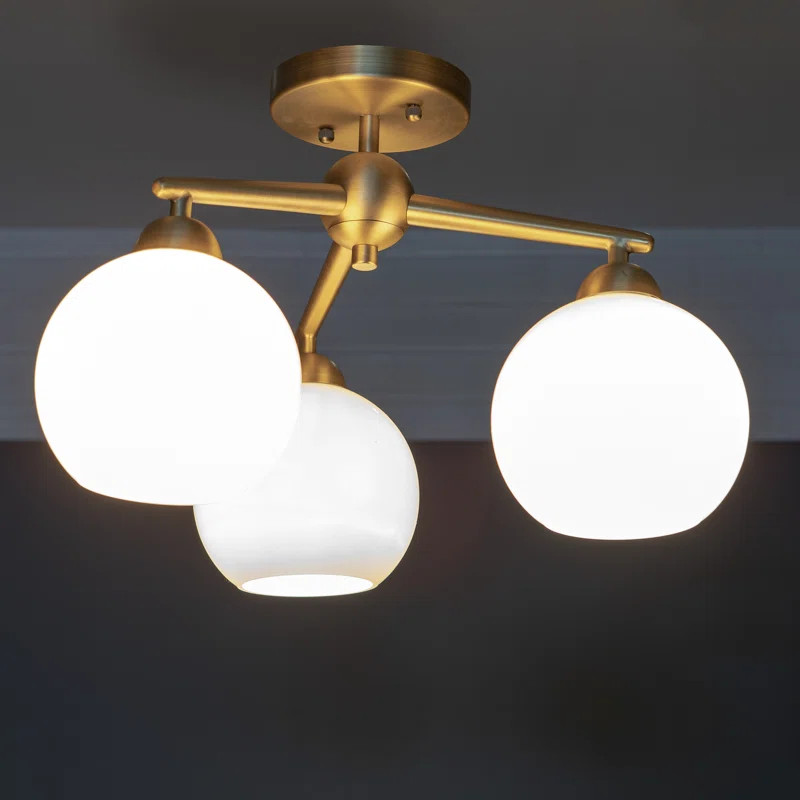 Eveleth 3 - Light 16'' Chandelier Style Globe Semi Flush Mount | Wayfair North America