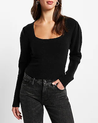Square Neck Puff Sleeve Sweater | Express