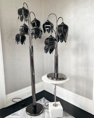 Vintage Hollywood Regency Black Lotus Lamps | eBay US