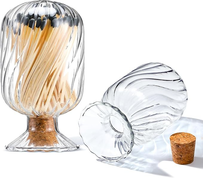 Helix Shaped Glass Matches Cloche Decorative Glass Matches Cloche for Candle Matches Trendy Firep... | Amazon (US)