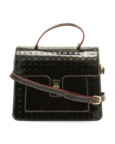 Made In Italy Patent Leather Satchel With Top Handle | TJ Maxx