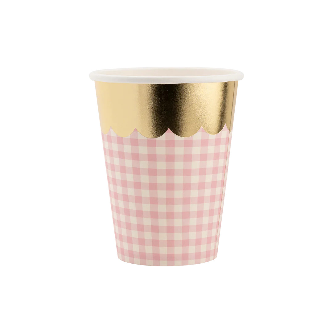 Gingham Cups with Gold Scallop | My Mind's Eye