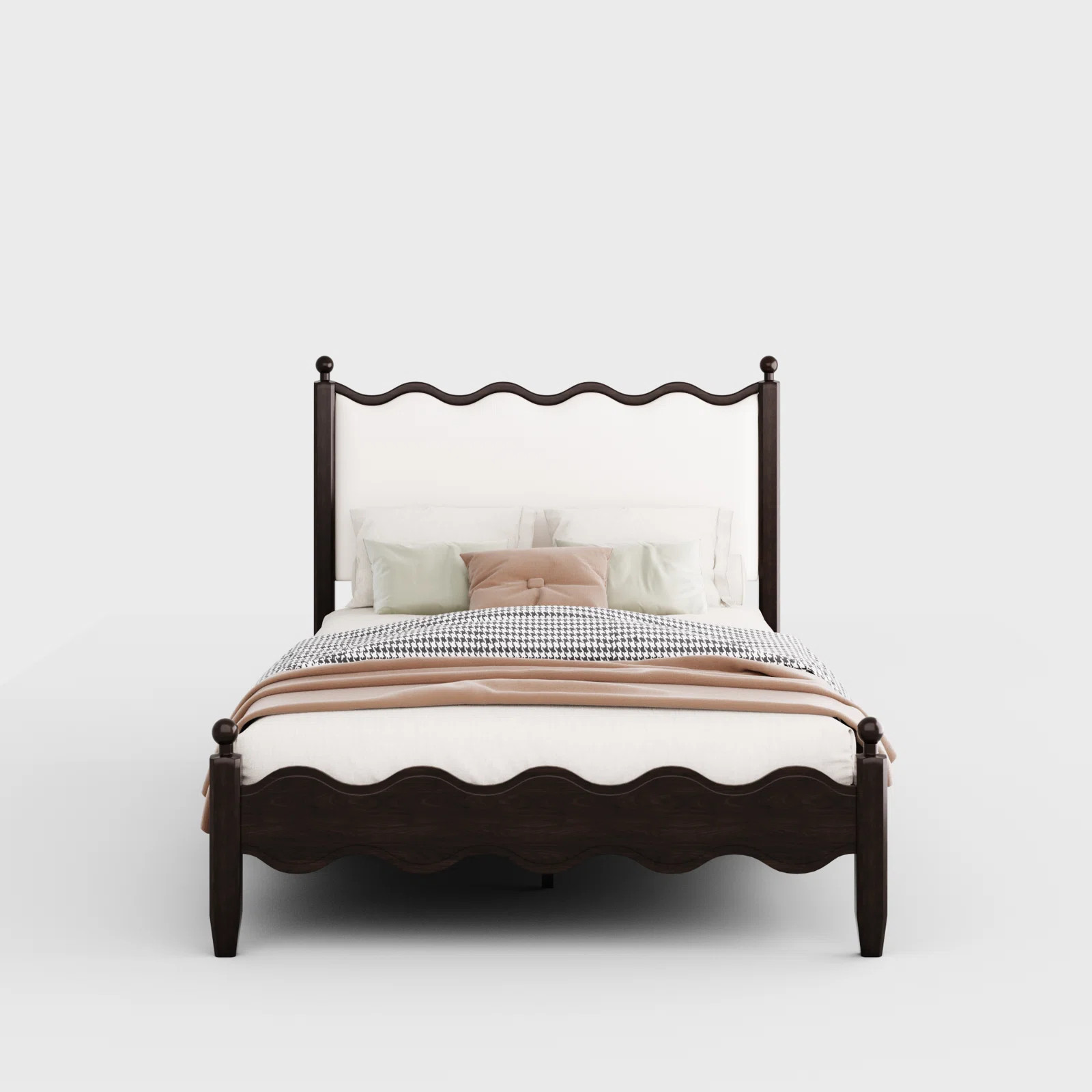 Ines Wood Bed Frame with Upholstered Headboard - Vegan Leather Upholstery | Wayfair North America