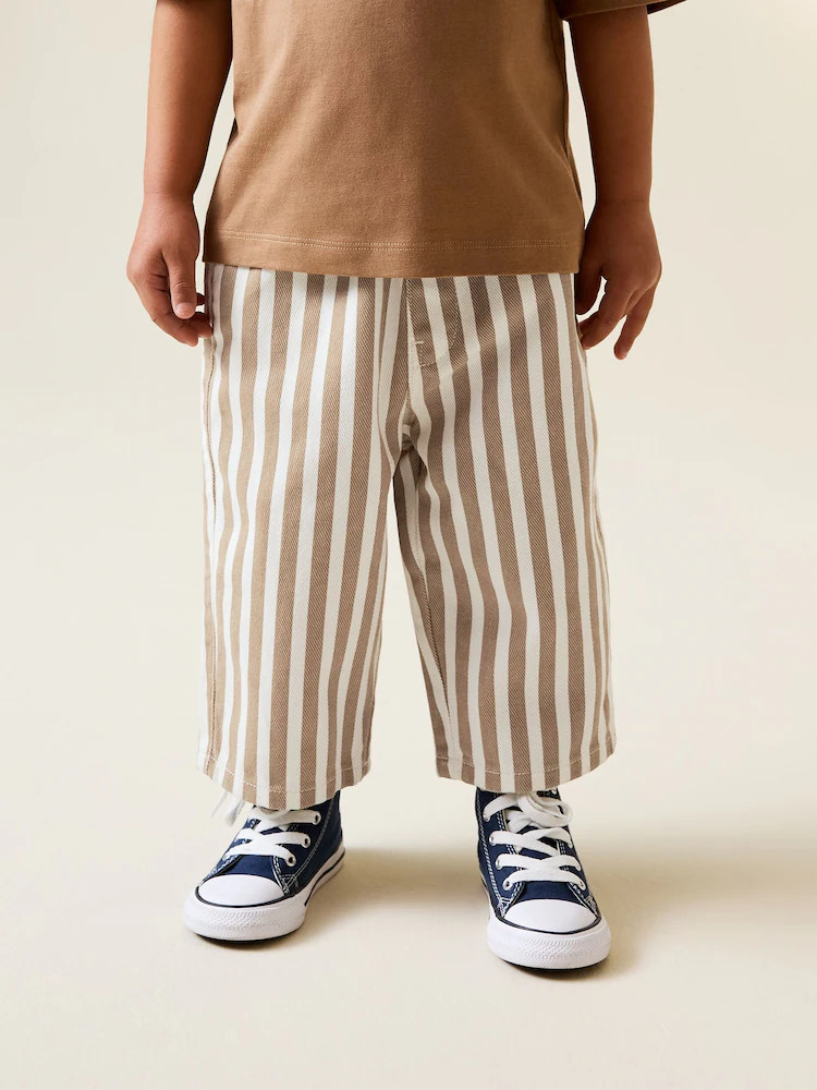 Tan/White Stripe Pull On Wide Trousers (3mths-7yrs) | Next US