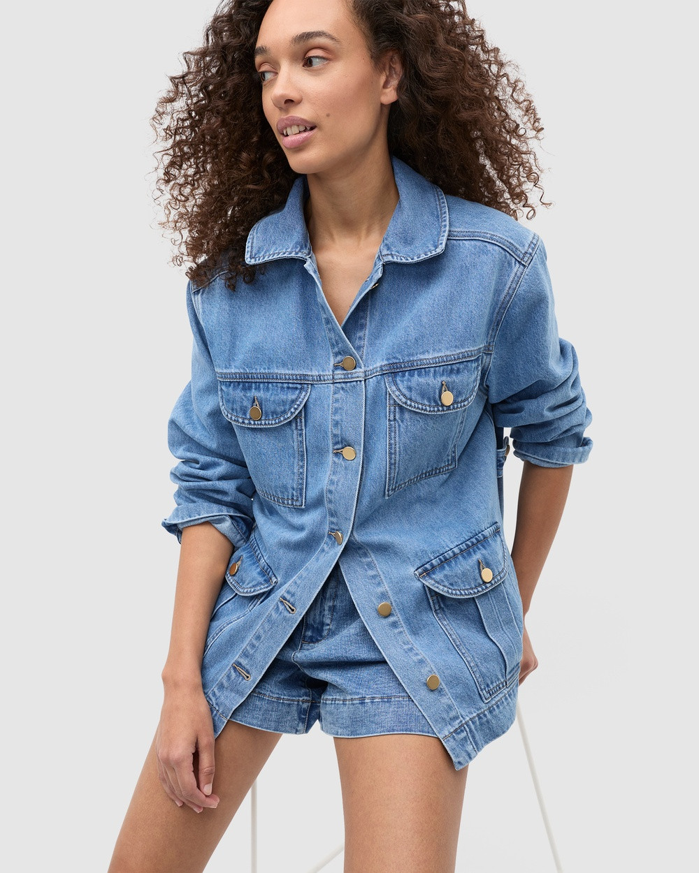 Seed Heritage - Denim Utility Jacket - Jeans (Mist Blue Wash) Denim Utility Jacket | THE ICONIC (AU & NZ)