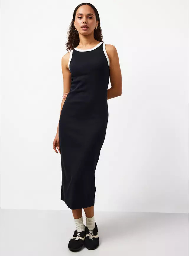 Buy Black Built In Bra Midi Sleeveless Column Dress 6 | Midi | Tu | Tu Clothing