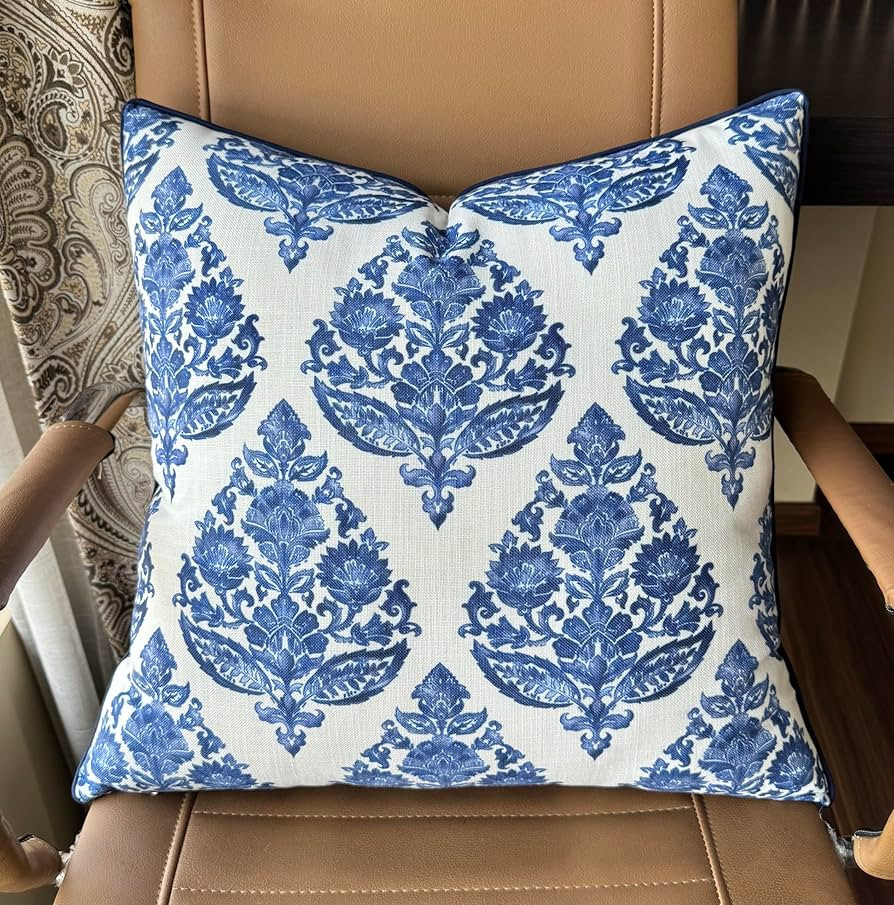 Chestley Printed 20x20 Inch Pillow Cover - Square Cushion Cover - Decorative Accent for Sofa, Cou... | Amazon (US)