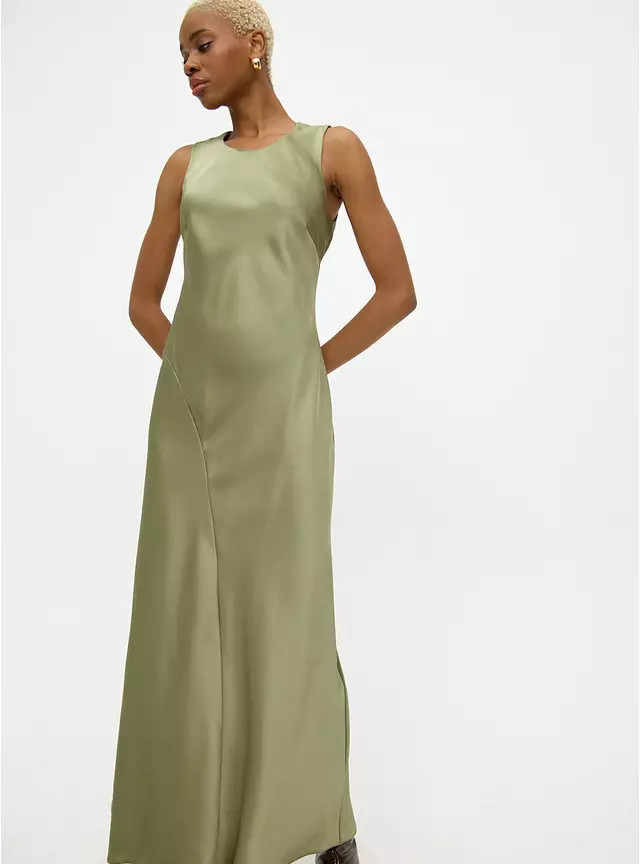 Buy Satin Green Short Sleeve Midaxi Shift Dress 16 | Dresses | Tu | Tu Clothing