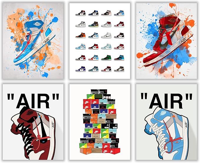 Hypebeast Sneaker Poster – Unframed Set of 6 (8 x 10 Inch) – AJ Wall art, Hypebeast Room Deco... | Amazon (US)