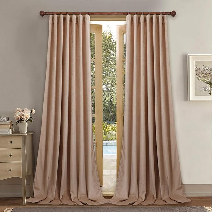 StangH Living Room Velvet Curtains for High Ceiling Wall Panels, Back Tab Top 120" Long Sunlight ... | Amazon (US)