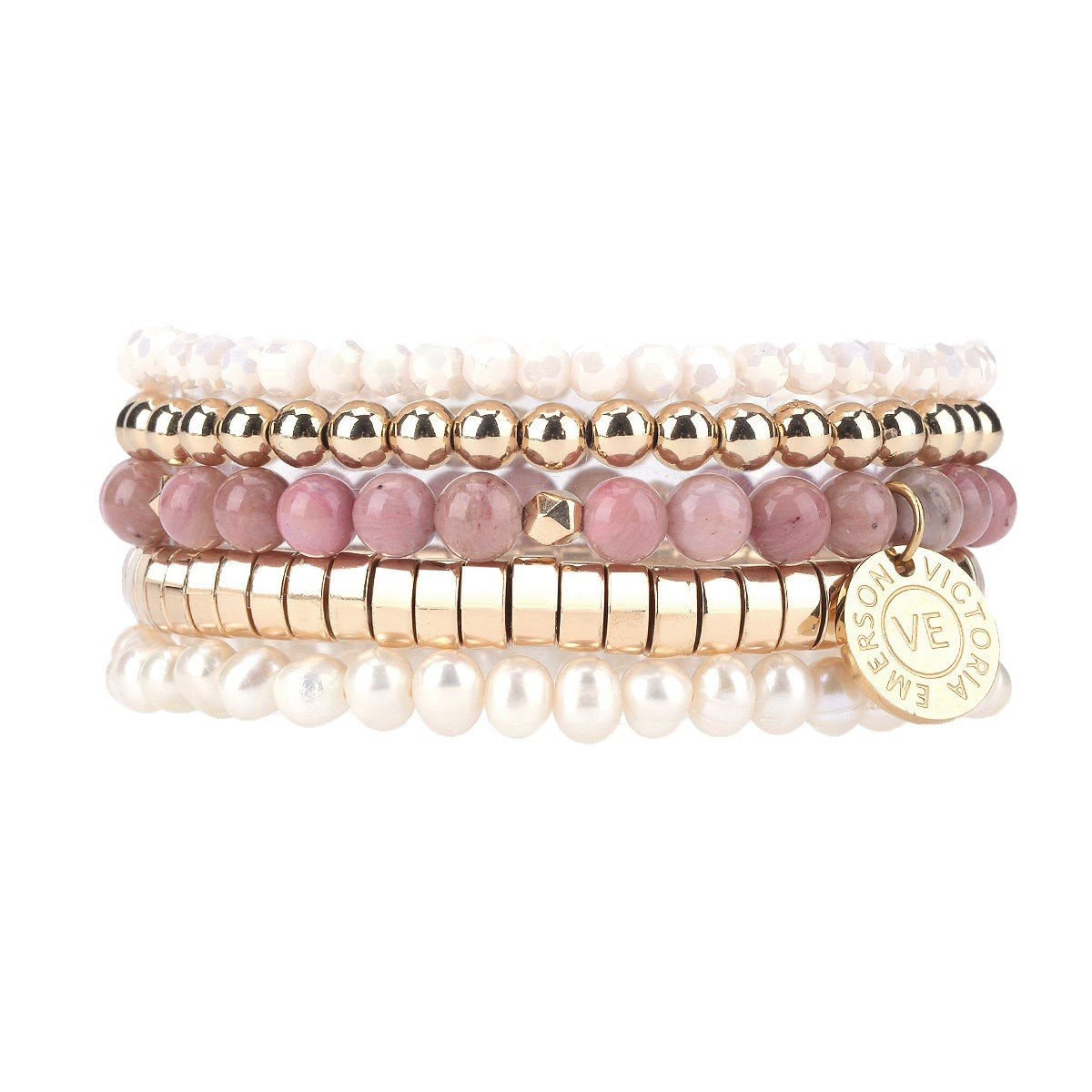 Kianna Pink Jade Stacking Set | Victoria Emerson