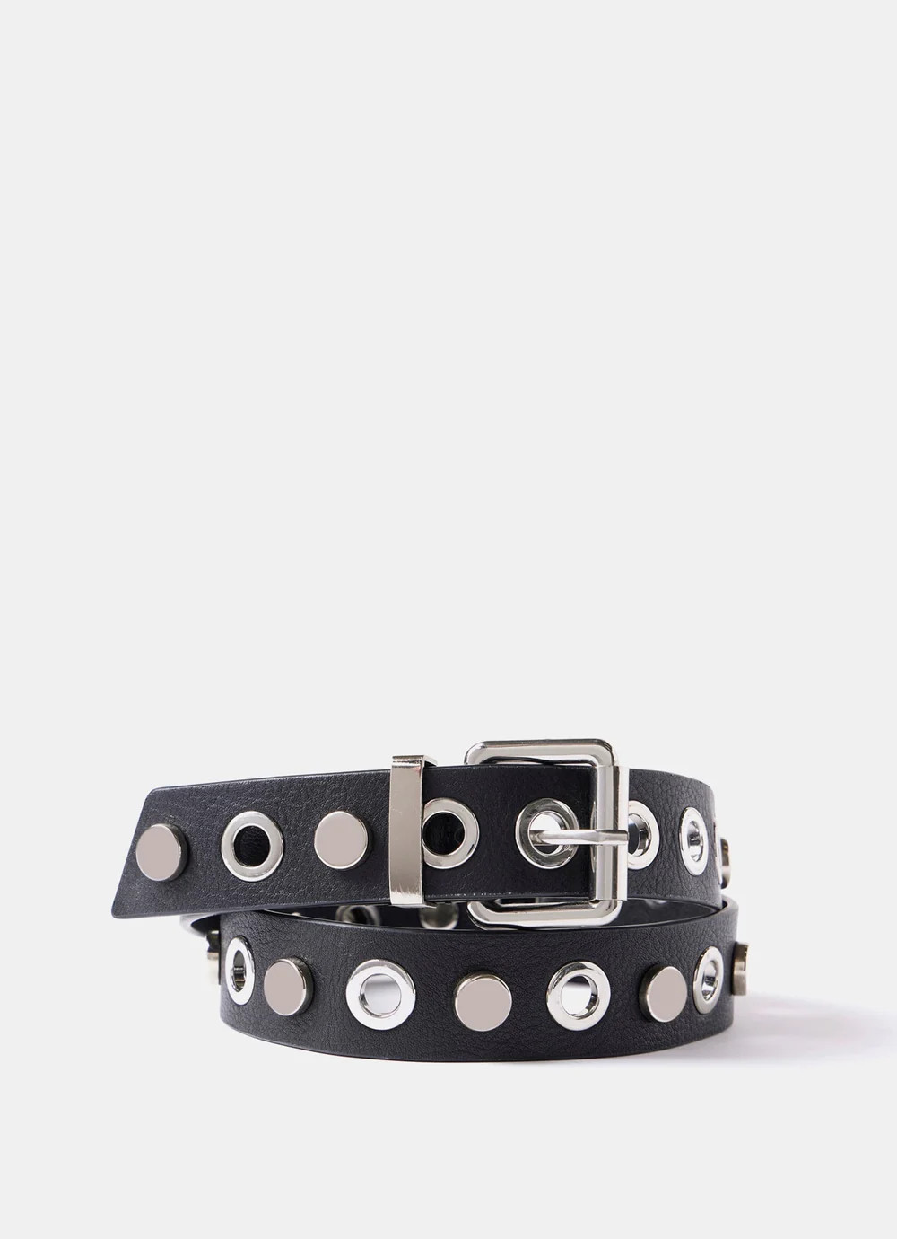 Black Studded Leather Belt | Mint Velvet
