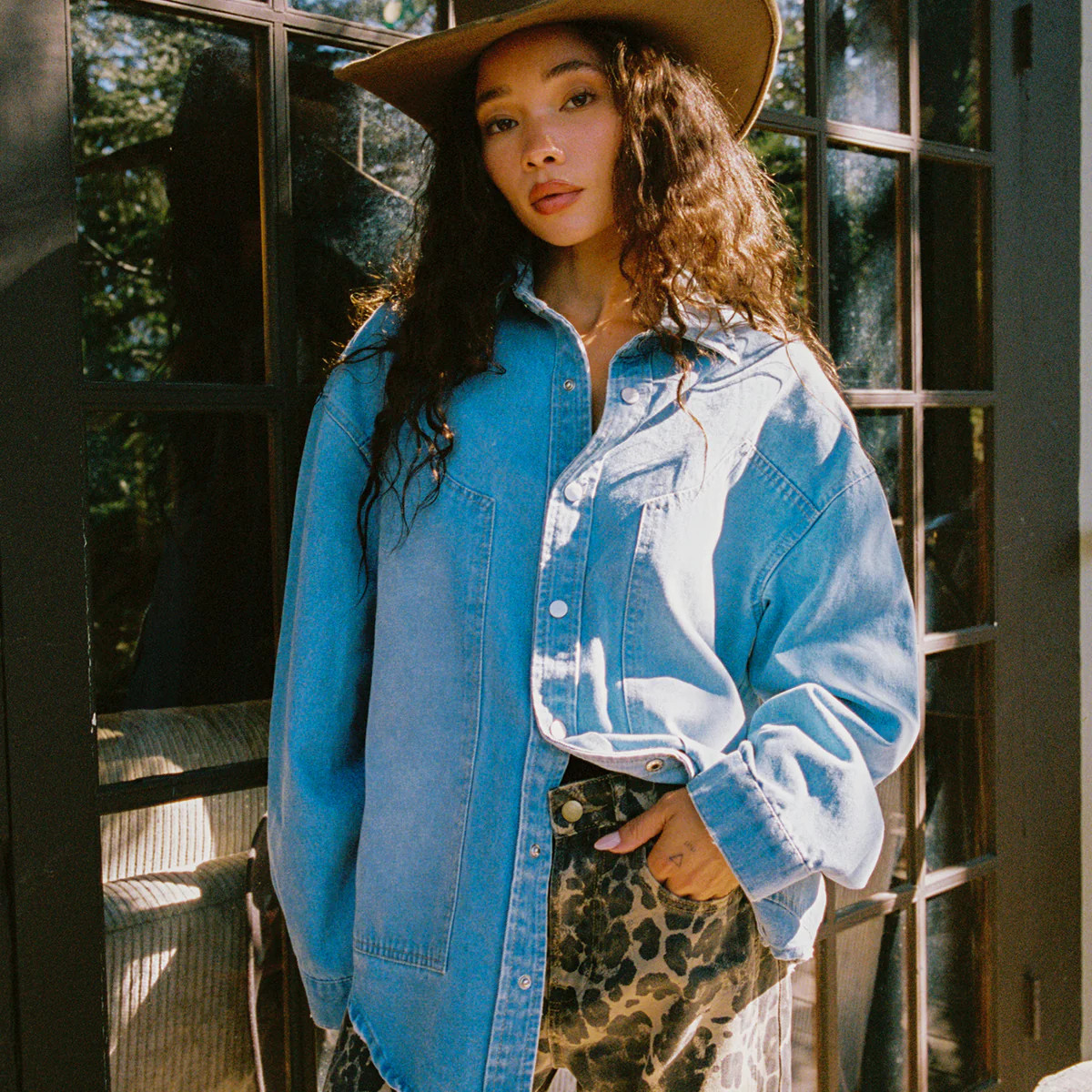 Rocky Light Denim Button Down Top | 12th Tribe