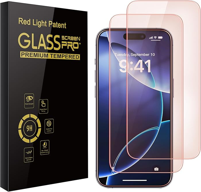 2 Pack Screen Protector for iphone 16 Pro [6.3 inch] with Installation Frame, New Red Light 9H Te... | Amazon (US)