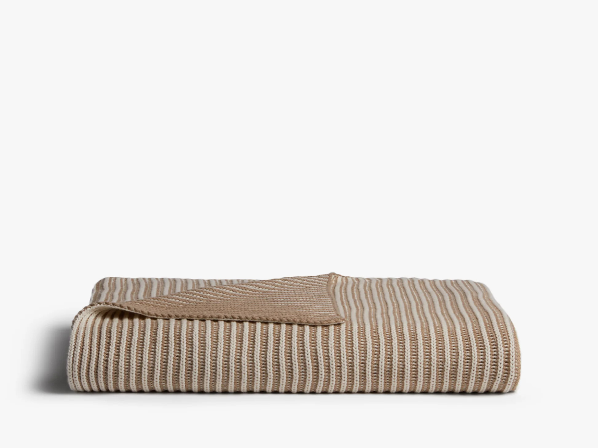 Organic Two Tone Rib Knit Throw (Cream and Flax) | Parachute