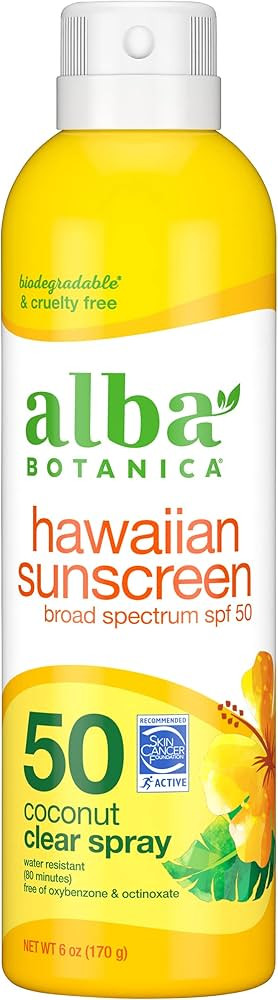 Alba Botanica Sunscreen for Face and Body, Hawaiian Coconut Sunscreen Spray, Broad Spectrum SPF 5... | Amazon (US)