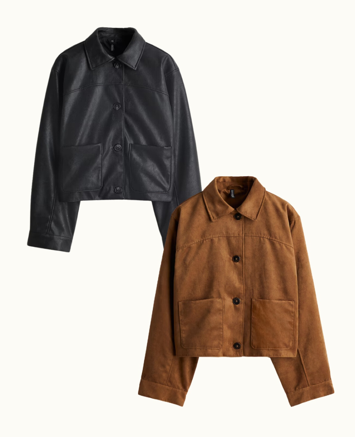 Suede jacket / brown suede jacket / black  faux leather jacket / autumn winter jackets / H&M jacket 