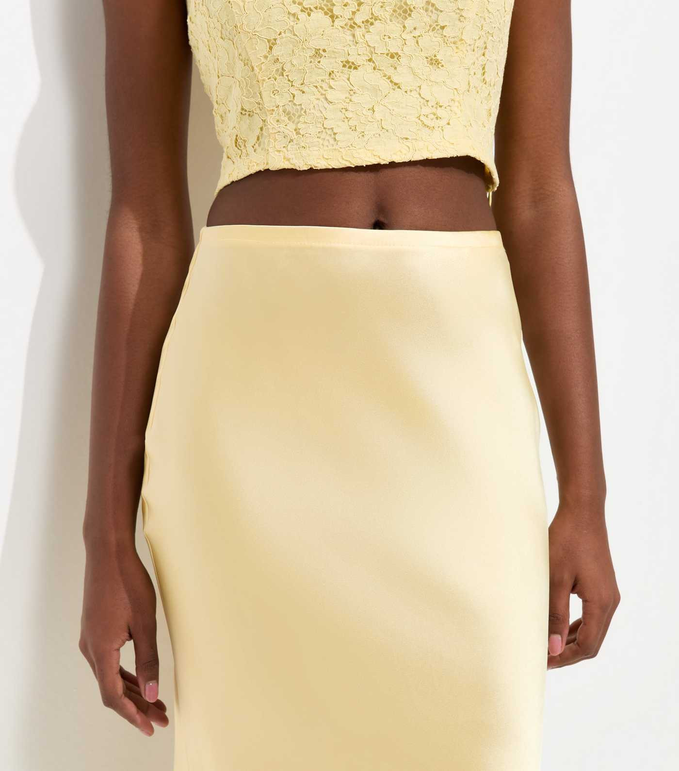 Light Yellow Satin Bias Cut Midi Skirt | New Look | New Look (UK)