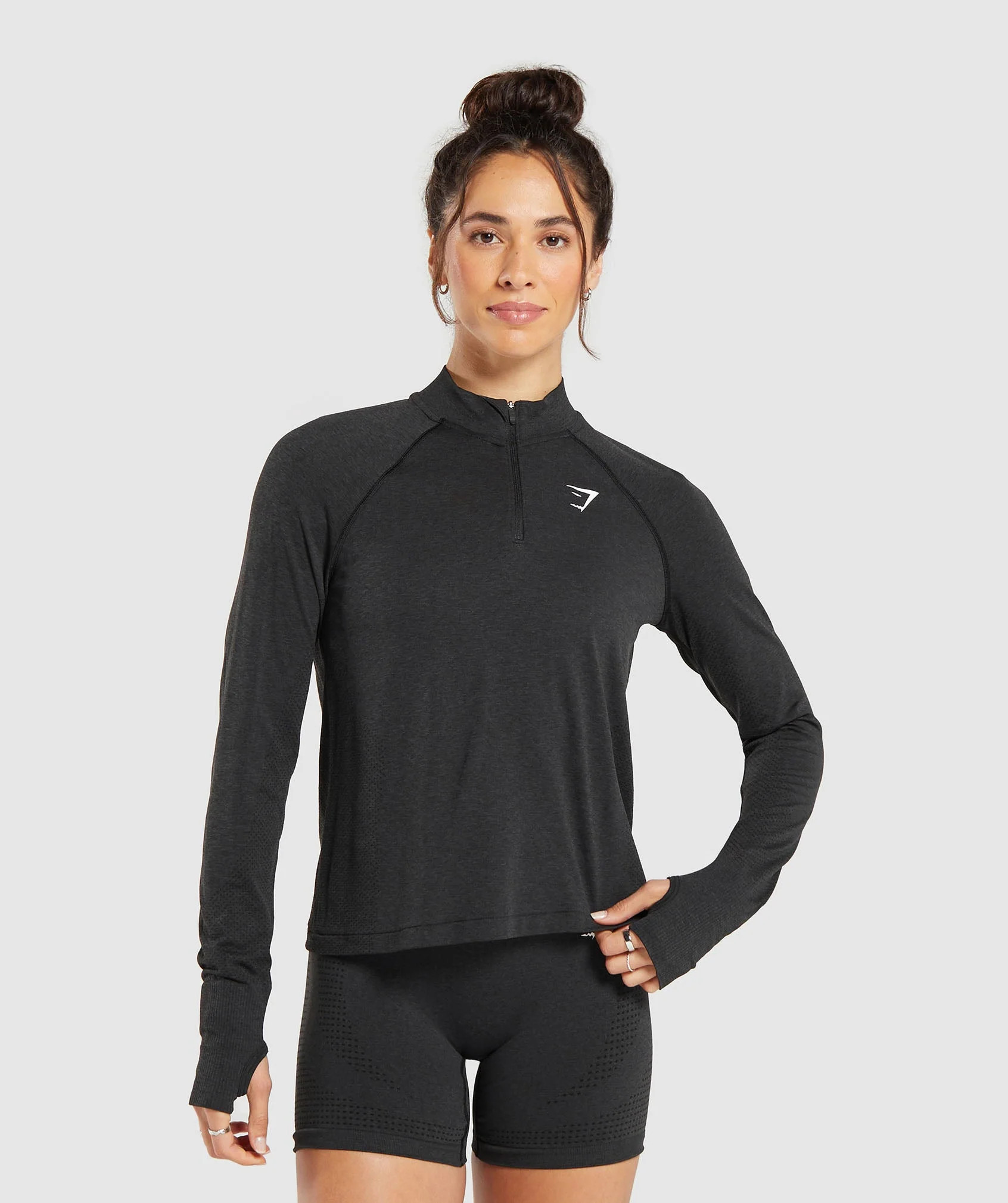 Gymshark Vital 1/4 Zip - Black Marl | Gymshark UK