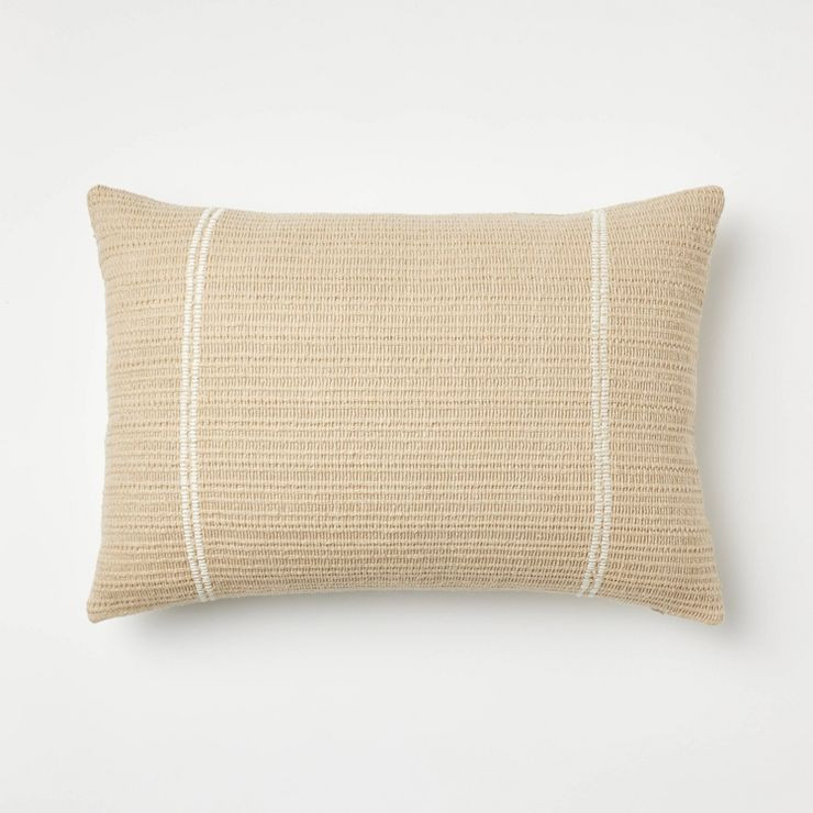Oversize Embroidered Striped Throw Pillow Cream - Threshold™ designed with Studio McGee | Target