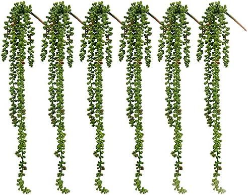 Dallisten 6 Pcs Artificial Succulents Hanging Plants, Fake String of Pearls Greenery Plants,Decorati | Amazon (US)