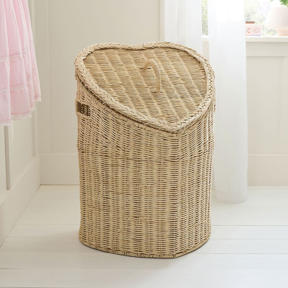 LoveShackFancy Heart Rattan Hamper | Pottery Barn Teen