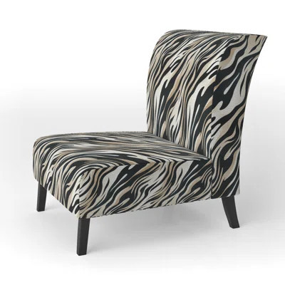 Beige And Black Zebra Sophistication - Upholstered Modern & Contemporary Accent Slipper Chair | Wayfair North America