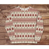 Christmas Sweatshirt, Scandinavian Holiday Sweater, Plus Size Beige Sweater Women, Ugly Men | Etsy (US)