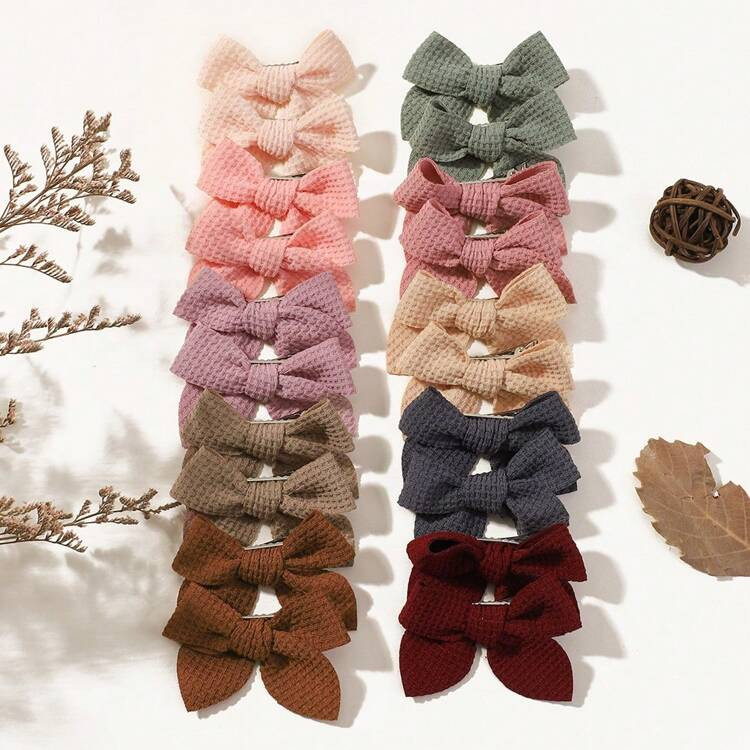 Bilicaca 20pcs Cloth Handmade Children's Bow Hair Clips, Morandi Alligator Hair Clips, Girl's Hair Accessories | SHEIN