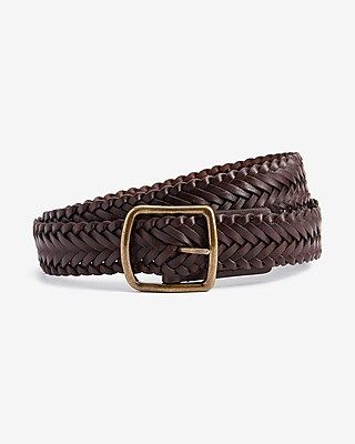 Brown Braided Leather Belt | Express