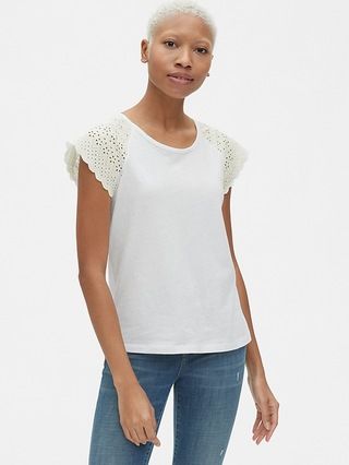 Eyelet Embroidered Crewneck T-Shirt | Gap US