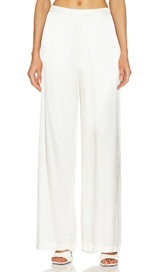 Satin High Waist Wide Leg in Cloud | Revolve Clothing (Global)