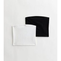 2 Pack Black and White Bandeau Crop Tops New Look | New Look (UK)