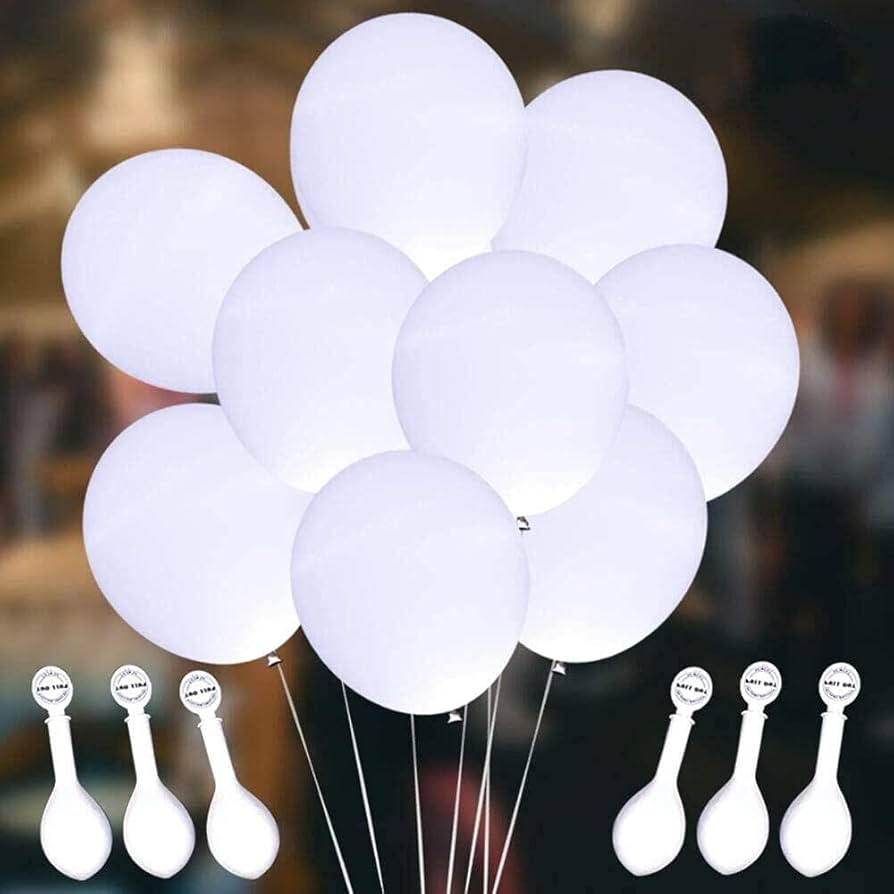 LED Light up Balloons, DAOKEY 50 Pack White Glow in the Dark Party Supplies LED Balloons Lights f... | Amazon (US)