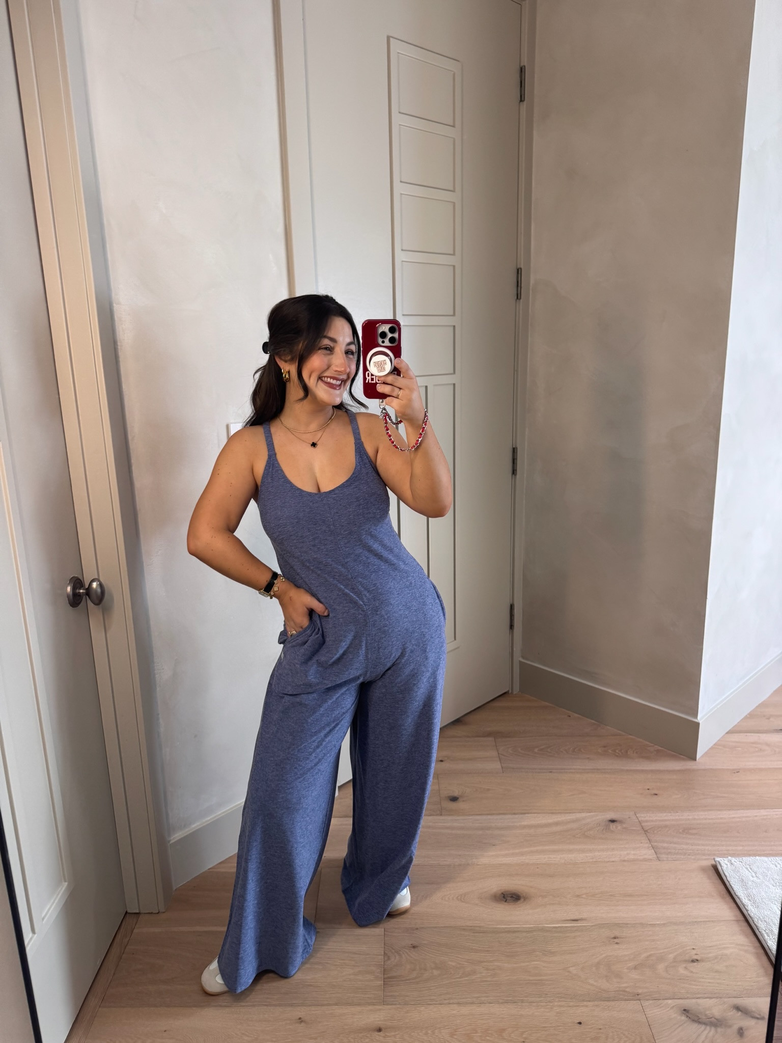 New jumpsuit from @Fabletics !
So comfortable! 

Cloud jersey wide leg onesie
Size small short
Color velvet dawn heather

5’0” 140lbs

#LTKootd #LTKActive #LTKPetite