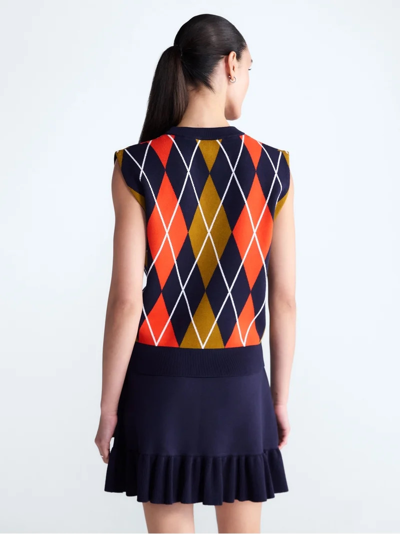 Free Assembly Women's Argyle V-Neck Sweater Vest, Sizes XS-XXL | Walmart (US)